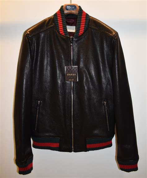 gucci bomber jacket leather|Gucci bomber jacket men's.